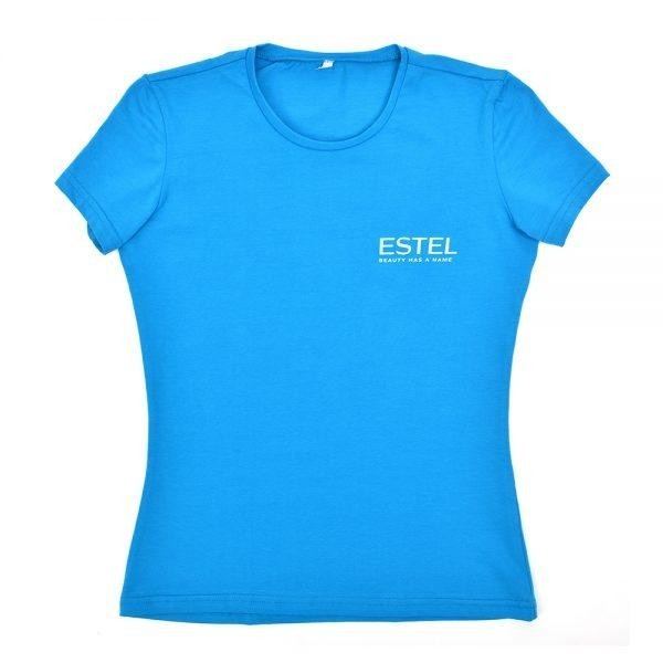 ESTEL PROF Футболка синяя женская (с логотипом ESTEL BEAUTY HAS A NAME) размер XS